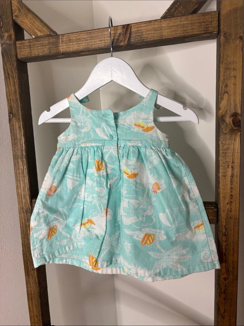Gymboree Mint Tropical Print Tie-Shoulder Sundress 3-6M